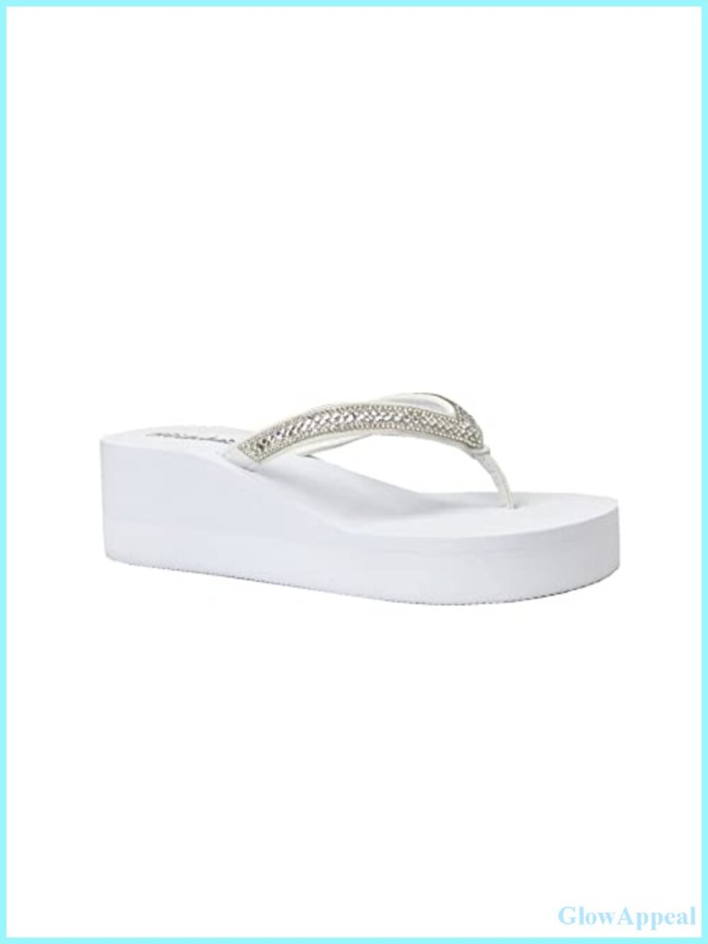 Rhinestone Wedge Sandals Platform T-Strap Thong Flip Flops